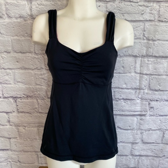 lululemon athletica Tops - LULULEMON Black Tank Top with Ruched Detail